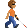 Person With White Cane Facing Right Emoji Facebook