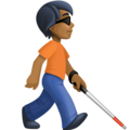 Person With White Cane Facing Right Emoji Facebook