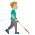 Man With White Cane Facing Right Emoji Google