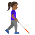 Woman With White Cane Facing Right Emoji Google
