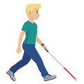 Man With White Cane Facing Right Emoji Joypixels