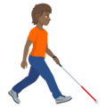 Person With White Cane Facing Right Emoji Joypixels