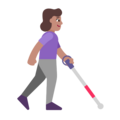 Woman With White Cane Facing Right Emoji Windows